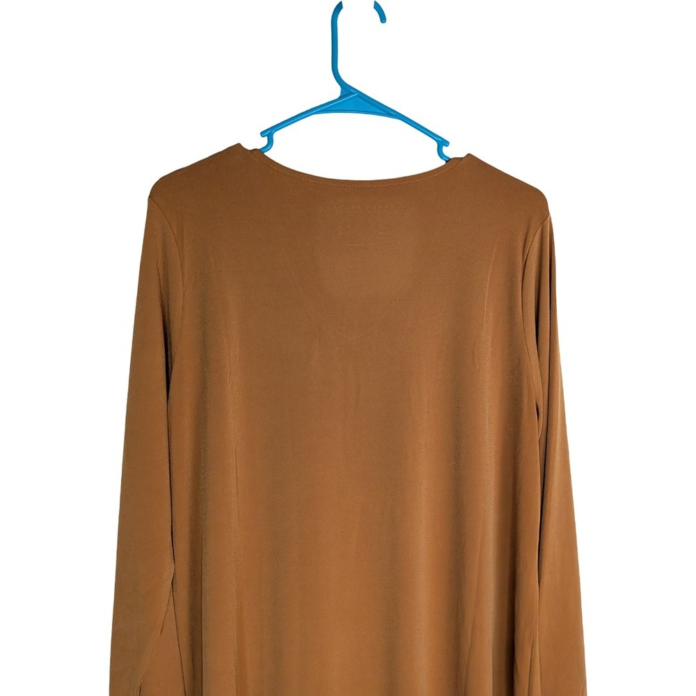 Susan Graver Liquid Knit Tunic Women Large Rich Gold VNeck Modern Essentials Top - Picture 5 of 11